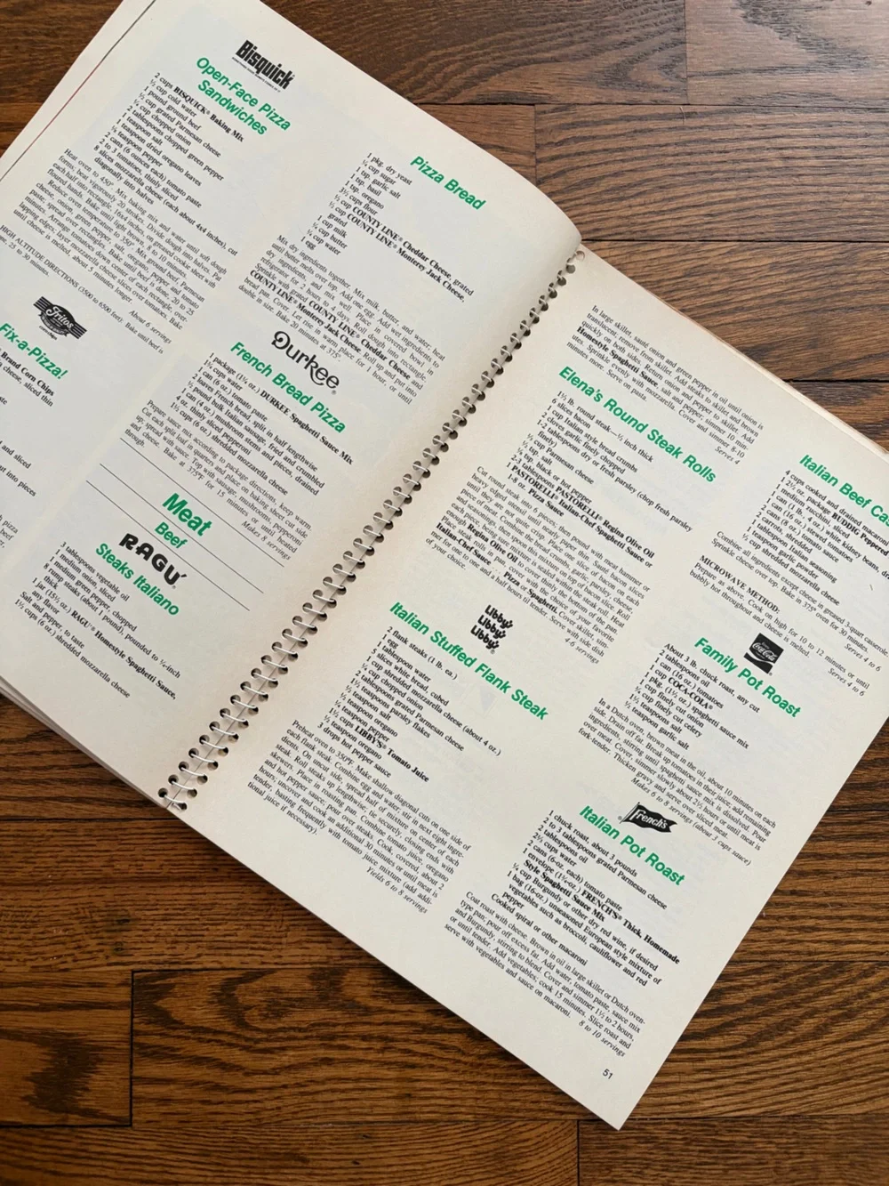 Vintage Favorite Italian Brand Name Recipes Spiral-Bound Cookbook